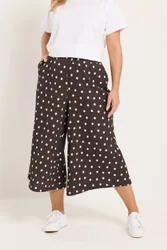 Women's Polka Dot Textured Culottes in Chocolate Size: 16 - Chocolate - Size: 16