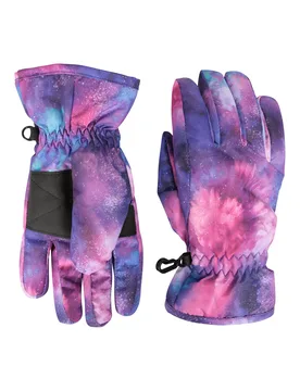 Printed Kids Ski Gloves - Purple - Purple - Size: S - Mountain Warehouse - FashionsVida