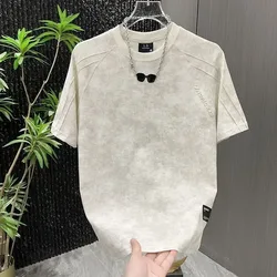 Trendy Tie-dyed Short-sleeved T-shirt Men New Summer Simple Versatile Combinations High-end Feel Half-sleeved Base Layer for Men