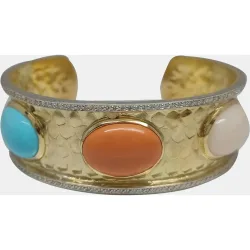 Pulsera de oro, coral y turquesa