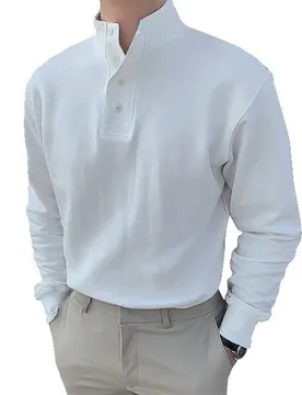 Spring Autumn Male Stand Collar Solid Color Shirt Hombre Long Sleeve Loose Casual All-match Pullover Top Men Slit Cotton Blouse - Aliexpress - FashionsVida