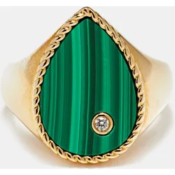 Anillo de oro, malaquita y diamante