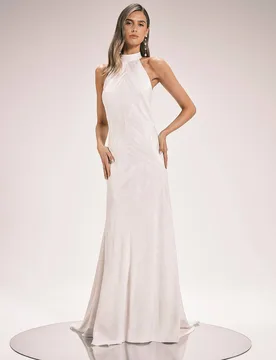 Women's Stripe Jacquard Halter Neck Woven Maxi Dress in Ivory Size: 8 - Ivory - Size: 8 - Karen millen - FashionsVida