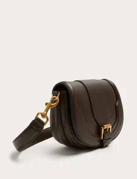 Buckle Detail Cross Body Saddle Bag Chocolate female - M&S - FashionsVida