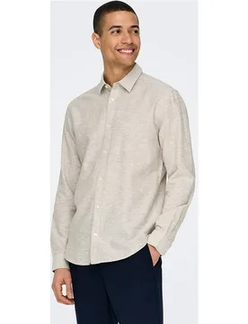 Only & Sons - Camisa de lino de hombre manga larga regular fit - Only & Sons - FashionsVida