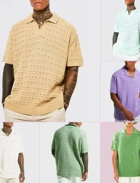 Spring Summer Men's Sweater Short Sleeve Business Shirt Man Solid Knitting Polo Casual Tees Tops Shirts Male - Aliexpress - FashionsVida