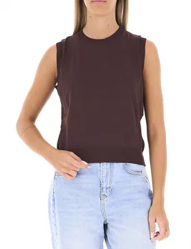 Gilet misto viscosa MARRONE UNI - VICOLO - FashionsVida