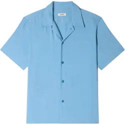 Camisa de Lino de hombre fluida con cuello italiano y manga corta