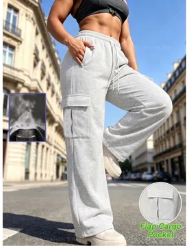 Pantalones deportivos casuales sueltos con bolsillos cargo y cinturón para mujer, adecuados para salidas, ropa de calle, ropa deportiva casual, regal - Shein - FashionsVida