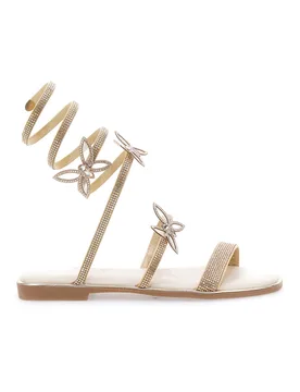 Sandali dorati con applicazioni floreali e spirale 691 36 - MON DIEU - FashionsVida