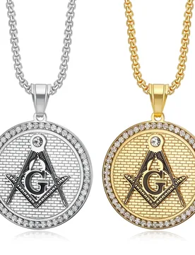 Hip Hop Iced Out Bling CZ Mason Pendant Stainless Steel Cubic Zirconia Round Masonic Necklace for Women Men Fashion Jewelry Gift - Aliexpress - FashionsVida
