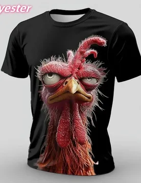 Fun t-shirt with 3D print of monkey and chicken for men, monster pattern t-shirts, casual short-sleeve round-neck t-shirts for s - Aliexpress - FashionsVida