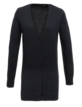 Womens/ladies Longline V Neck Knitted Cardigan (Charcoal) - Size 16 Uk - Premier - FashionsVida
