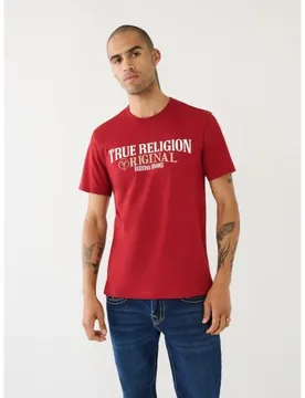 Mens Red Dahlia True Logo T-Shirt - Male - Red - Small - True religion - FashionsVida
