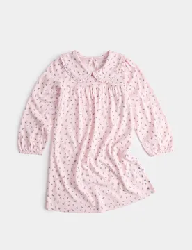 Cotton Blend Ditsy Floral Collared Nightdress (1-8 Yrs) Pink Mix female - M&S - FashionsVida