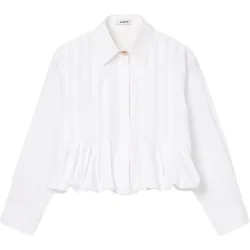 Camisa de mujer corta con pliegues evasé