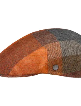 John Hanley Colour Check Flat Cap by - orange - Female - Size: L (58-59 cm) - Lierys - FashionsVida