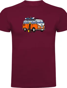 T-shirt à Manches Courtes Hippie Van Snowboard Dark Red M - Kruskis - FashionsVida