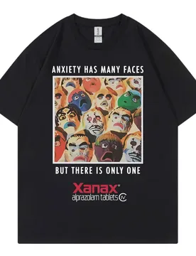 Anxiety Has Many Faces But There Is Only One Funny Graphic T Shirt Harajuku Y2k Oversized T-shirts Unisex Gothic Fashion T-shirt - Aliexpress - FashionsVida