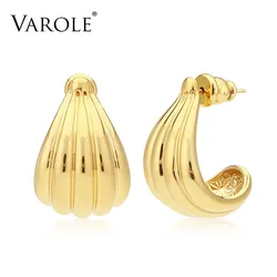 VAROLE Stud Earrings Striped Irregular Geometric Women Daily Party Pendiente Boucle D'oreille Unique Modern Statement Jewelry