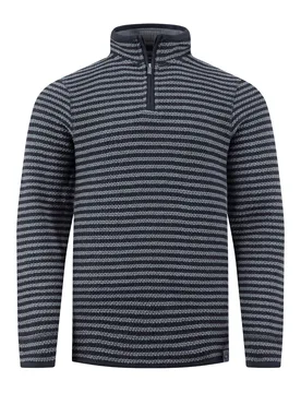 Weird Fish Shorling 1/4 Zip Striped Macaroni Sweatshirt Size M - men men all-mens men sweatshirts-hoodies men sweatshirts-hoodies macaroni-sweatshirts - black - FashionsVida