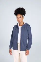 Zuri' Womens Hoodie Fleece Lined Full Zip Adjustable Hood Cosy Jumper Dark Blue - Size 8 Uk