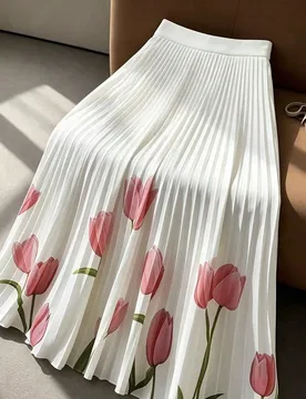 Falda plisada casual y versátil con estampado floral para salidas y citas para mujer de talla grande 2XL - Shein - FashionsVida