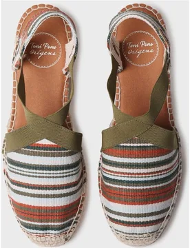Alpargatas de cuña de mujer de tejido de rayas con elásticos - Toni Pons - FashionsVida