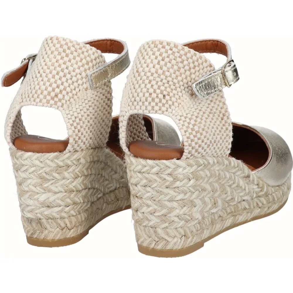Alpargatas de cuña de mujer de piel - Viguera - FashionsVida