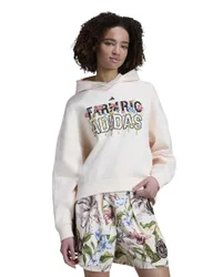X FARM Rio Cotton Rich Floral Relaxed Hoodie Soft White female