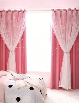 Pieza/2 piezas Cortinas con estrellas huecas, cortinas opacas de doble capa, adecuadas para bloqueo de luz en dormitorio, aislamiento térmico, cortin - Shein - FashionsVida