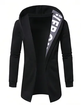 Sudadera con capucha abierta con gráfico de letras para hombres, de manga larga, para otoño XXL - Shein - FashionsVida