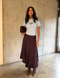 Checked Asymmetric Midaxi Skirt Multi female