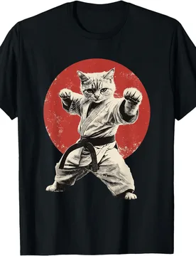 Cat Karate Judo, an interesting graphic T-shirt of the Japanese flag and a funny printed pattern top - Aliexpress - FashionsVida