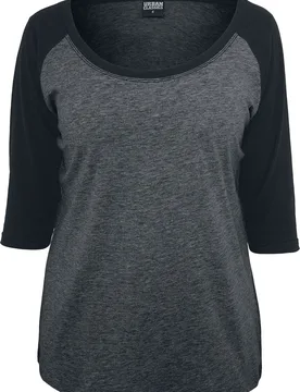 Langarmshirt - Ladies 3/4 Contrast Raglan Tee - XS bis M - für Damen - Größe XS - charcoal/schwarz - Frauen - female - Urban classics - FashionsVida