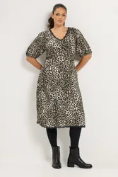 Women's Trim Midi Dress in Brown Size: 14 - Brown - Size: 14