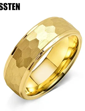 Dropshipping TUSSTEN 6/8MM Men Women Hammer Ring Stylish Tungsten Wedding Band Stepped Finish Great Workmanship Comfort Fit - Aliexpress - FashionsVida