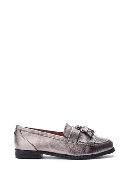 Women's 'Ebara' Porvair Brogues & Loafers in Metallic Silver Size: 4 - Metallic Silver - Size: 4 - Moda in Pelle - FashionsVida