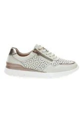 Sneakers beige traforate in vera pelle con cerniera 182082 37