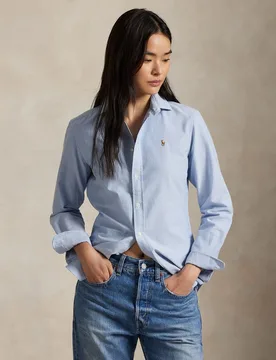 Camisa Oxford básica de mujer con logo a contraste - Polo Ralph Lauren - FashionsVida