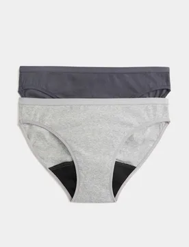 Pack Cotton Rich Period Bikini Knickers Grey Mix female - M&S - FashionsVida