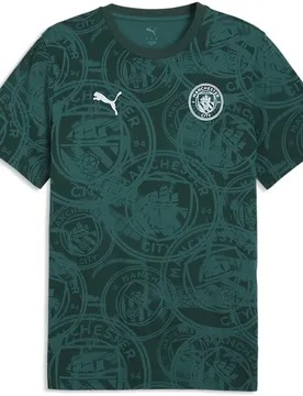 T-shirt à Manches Courtes Manchester City Fc Ftblculture Green Terrain / Sea Glass AOP S - Puma - FashionsVida