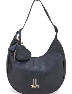 Borsa hobo nera con portamonete a cuore LL25W-100-3 - Lancetti - FashionsVida