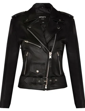 Women's Cowhide Leather Biker Jacket-Mansfield in Black Size: 10 - Black - Size: 10 - Infinity Leather - FashionsVida
