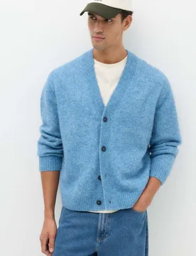 Lofty Knitted Cardigan Mid Blue male - M&S - FashionsVida