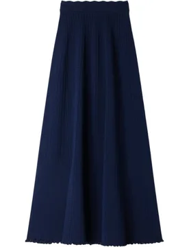 Falda larga acampanada de punto pointelle con cintura elástica - sandro - FashionsVida