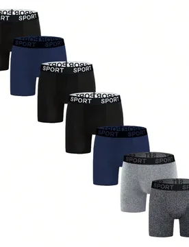 Paquete de 7 bóxers de hombre con estampado de letras y ribete de contraste - Shein - FashionsVida