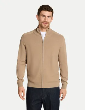 Strickjacke mit Stehkragen Beige S - Tom Tailor Casual - FashionsVida