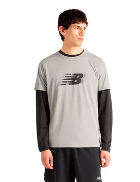 T-shirt à Manches Courtes Sport Essentials Utility Motion Graphic Grey YST 2XL - New Balance - FashionsVida