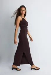 Kleid mit Metallelement Braun XS